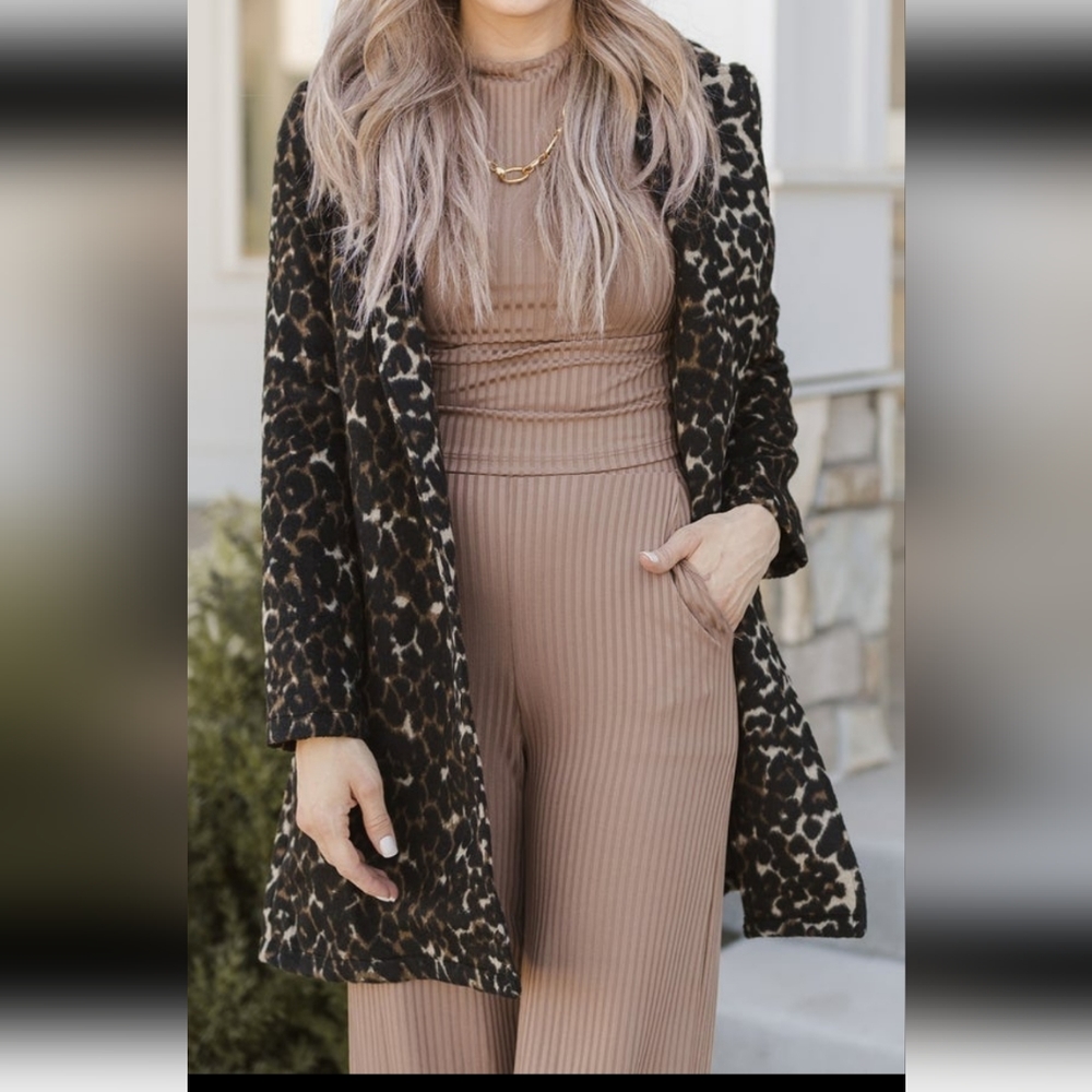 Leopard animal print blazer coat jacket Medium